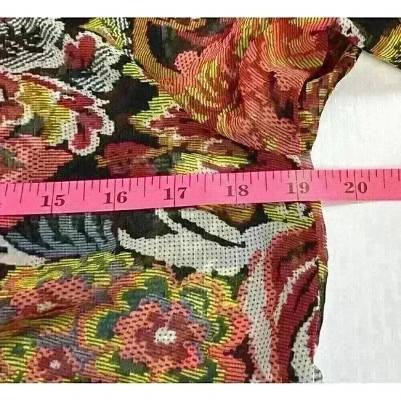 Say What Womens Small Multicolor Floral Boho Kimono Open Front Sheer 3/4 Sleeves - Picture 5 of 12